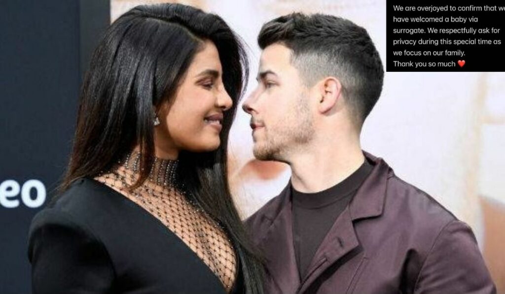 Mediante vientre de alquiler Nick Jonas y Priyanka Chopra tuvieron un hijo