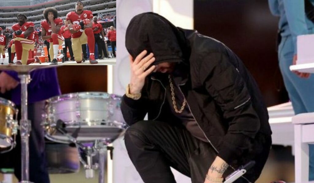 El gesto que realizo Eminem en la edición del Súper Bowl LVI