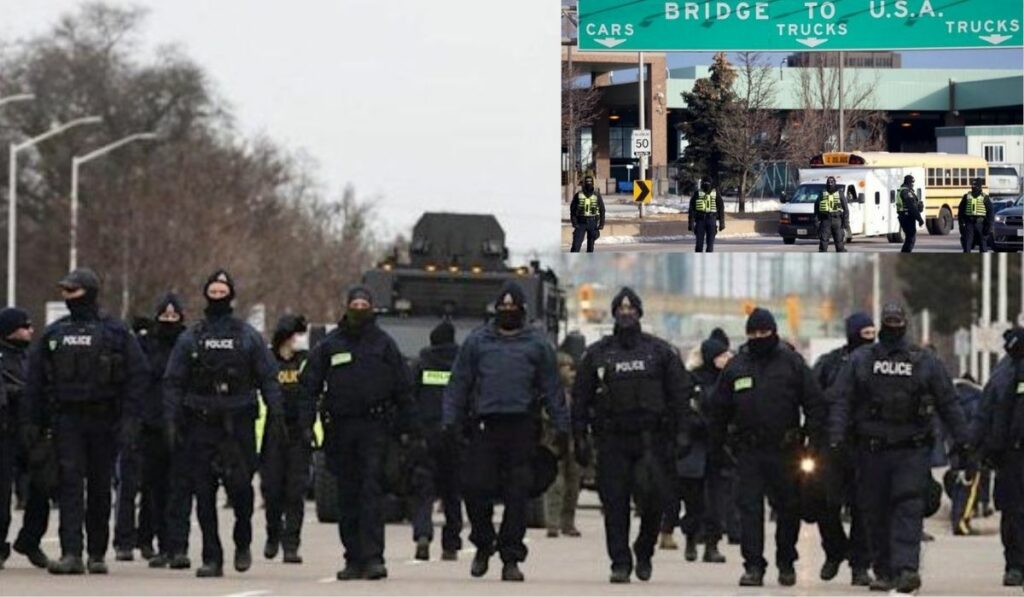 Tras casi una semana desalojan a manifestantes en puente Ambassador en Canadá