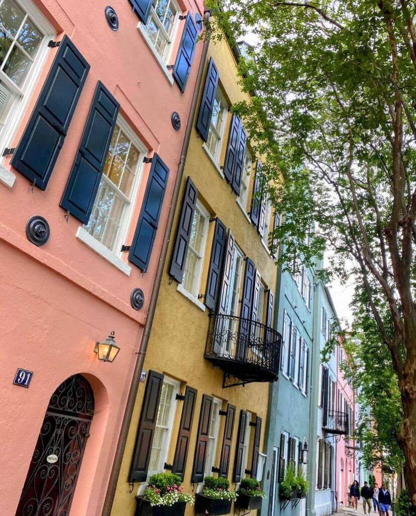 Rainbow Row, casco histórico de Charleston