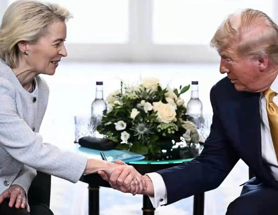 Ursula von der Leyen, y el presidente de Estados Unidos, Donald Trump.